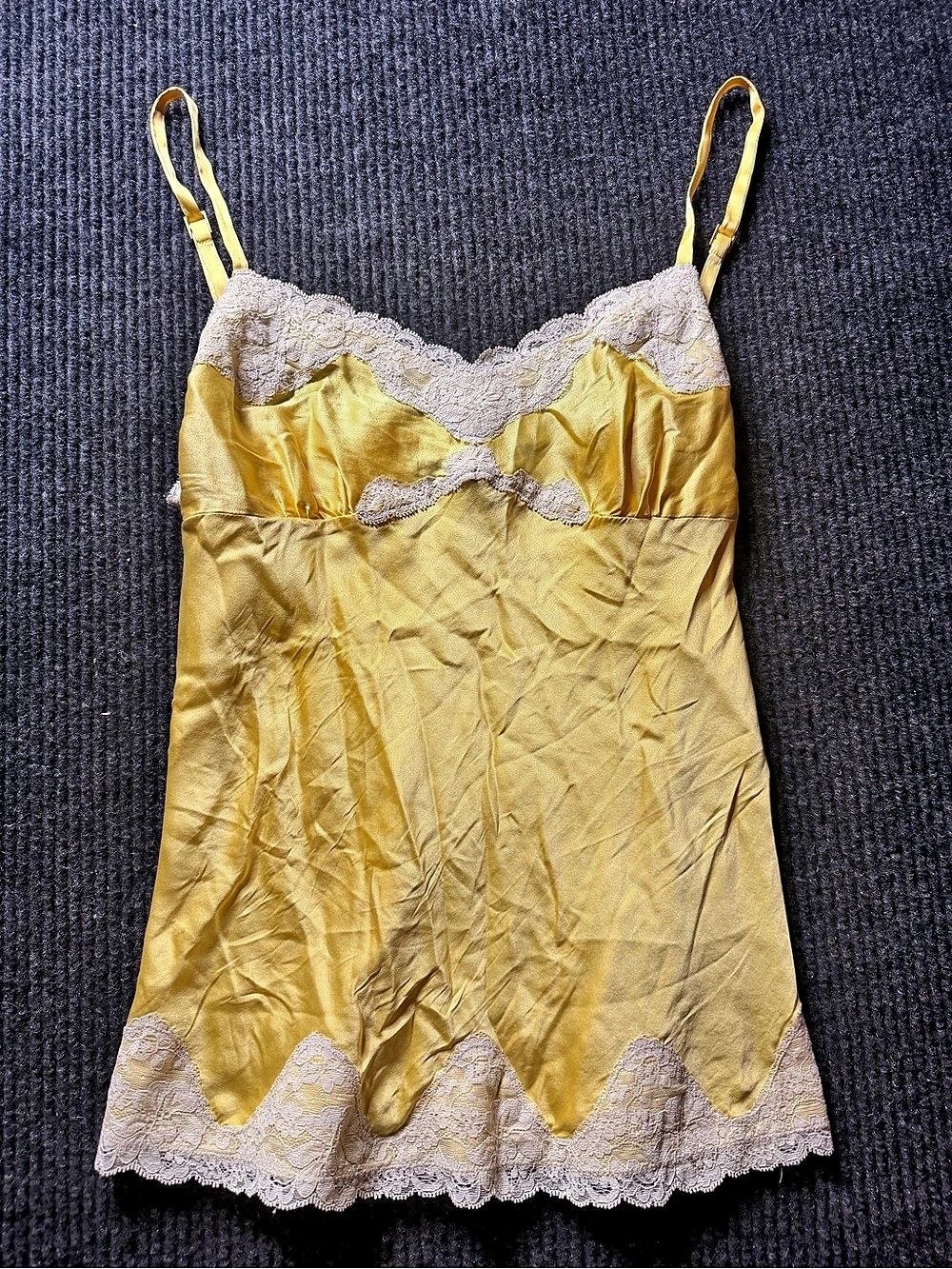 Vintage Express Design Studio Silk Blend Lace Camisole Top Yellow Cream Medium Y
